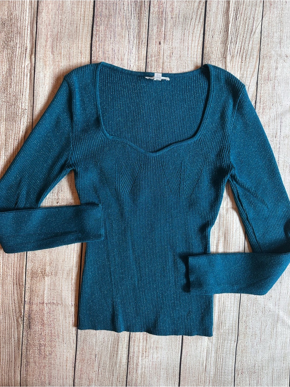 Blu Pepper Teal Ribbed V-Neck Sweater